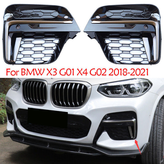 Front Fog Light Frame Cover Grille Fit for BMW X3 X4 G01 G02 2018 2019 2020 2PCS