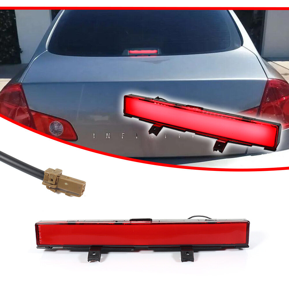 Fits 2007 - 2013 for INFINITI G25 G35 G37 Red Lens High Mount Stop Third Brake Tail Light - v