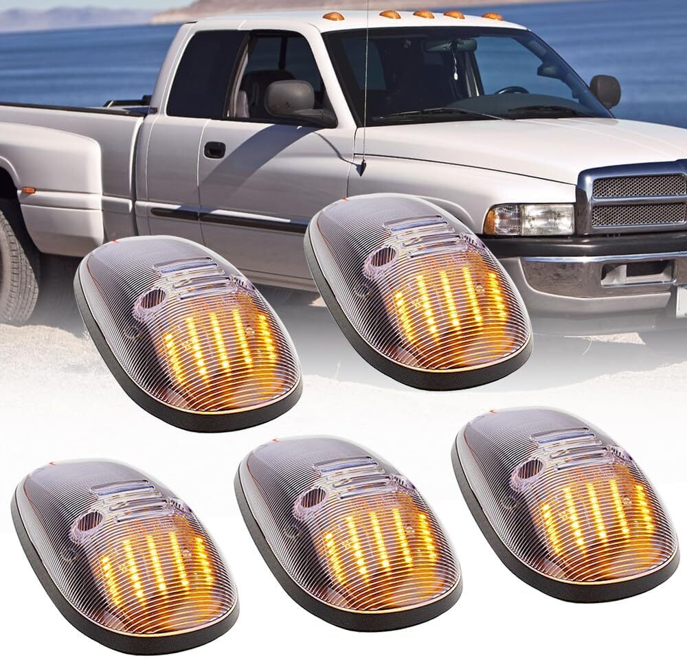 Pack Cab Roof Running Lights for CHRome Housing Yellow LED For 99-01 for Dodge for Ram Trucks - v