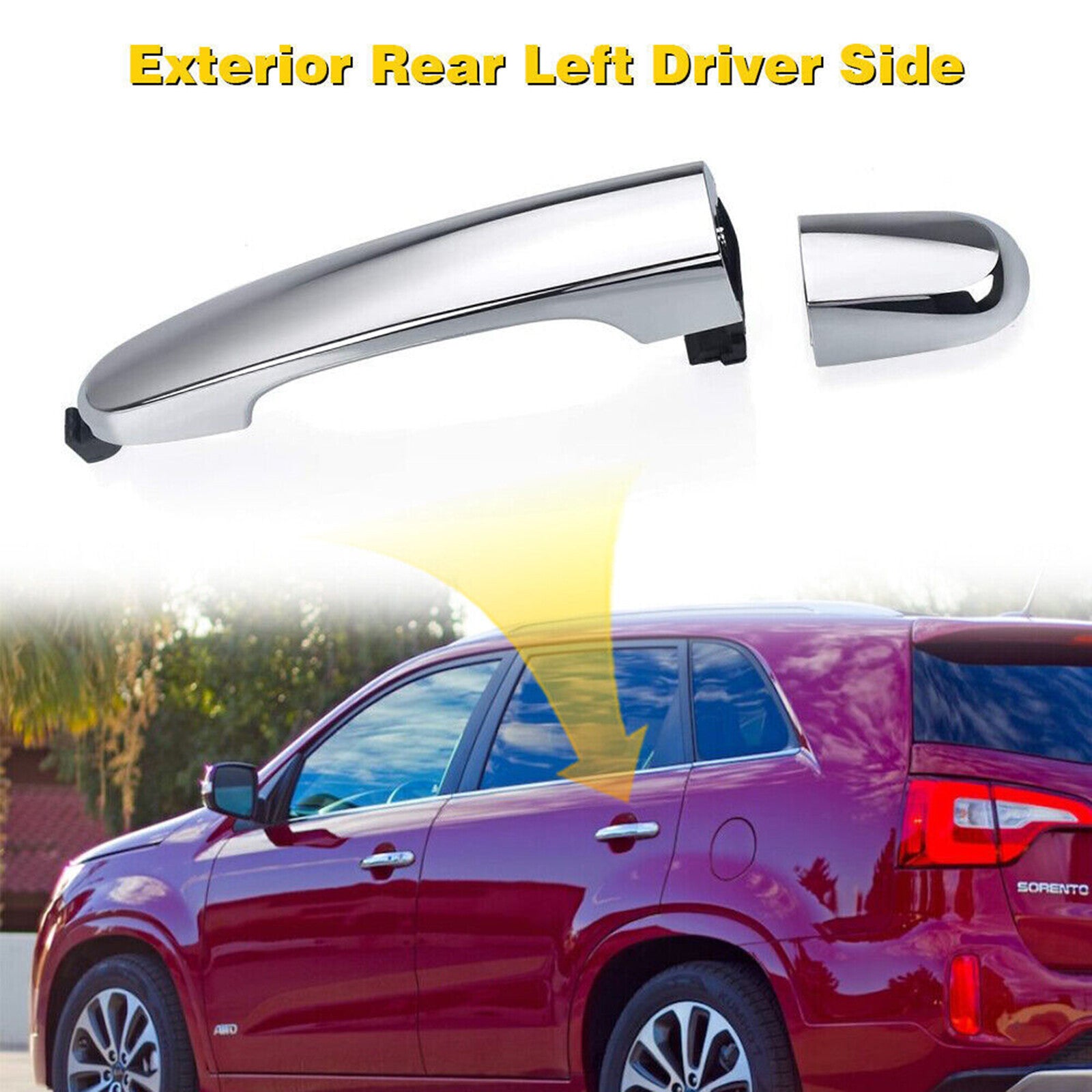 Exterior Door Handle for Kia Sorento 2011-2015 Rear Left Side Driver LH Chrome