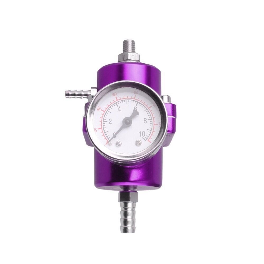 Aluminum Adjustable 1-140 PSI Fuel Pressure Regulator w/ Oil Gauge Fitting Q