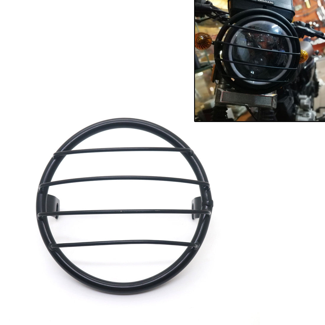 Metal Black Retro Grill Side Mount Headlight Cover Mask For Cafe Racer Chopper Q