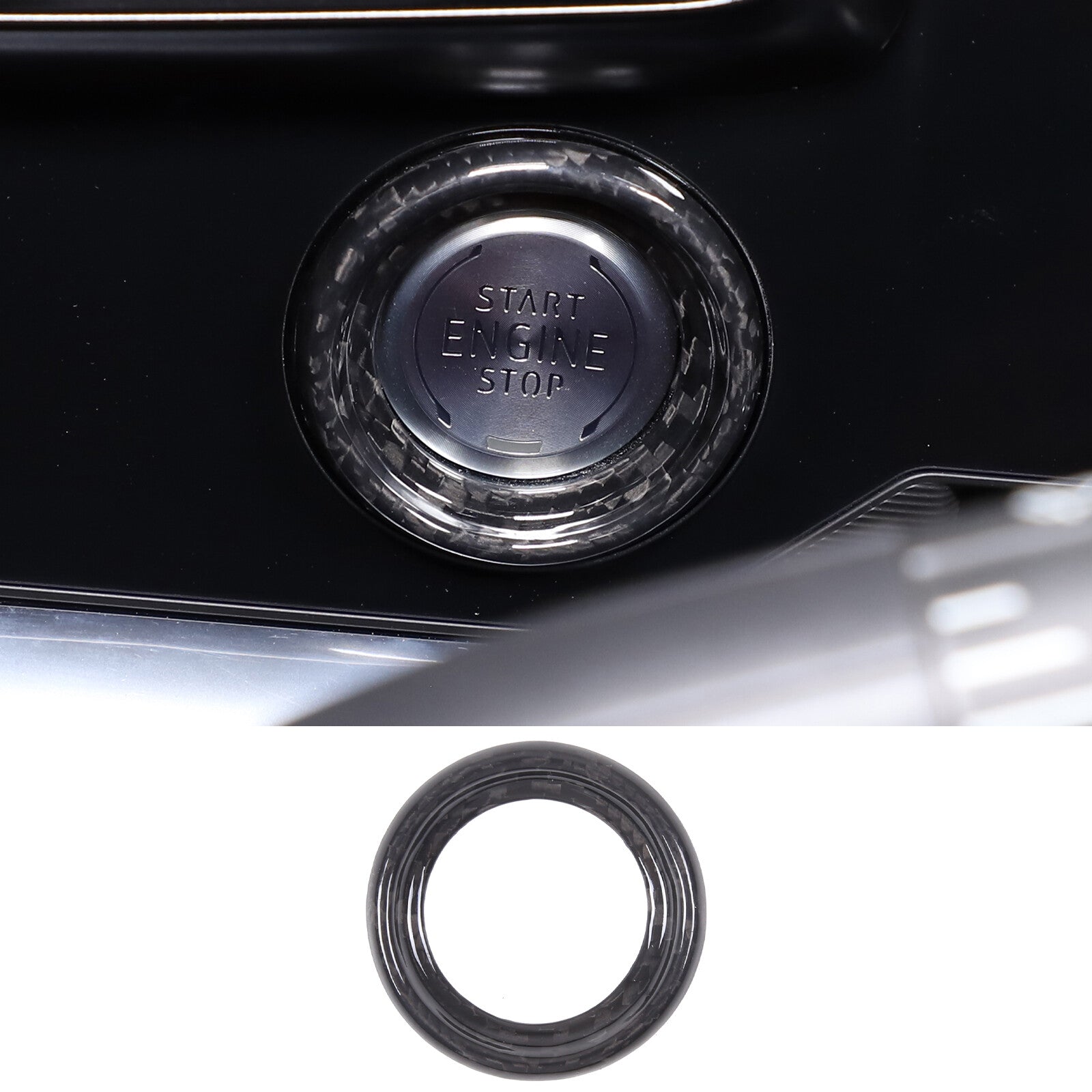 Dry carbon fiber button cover trim for Corvette C8 (outer ring) - n