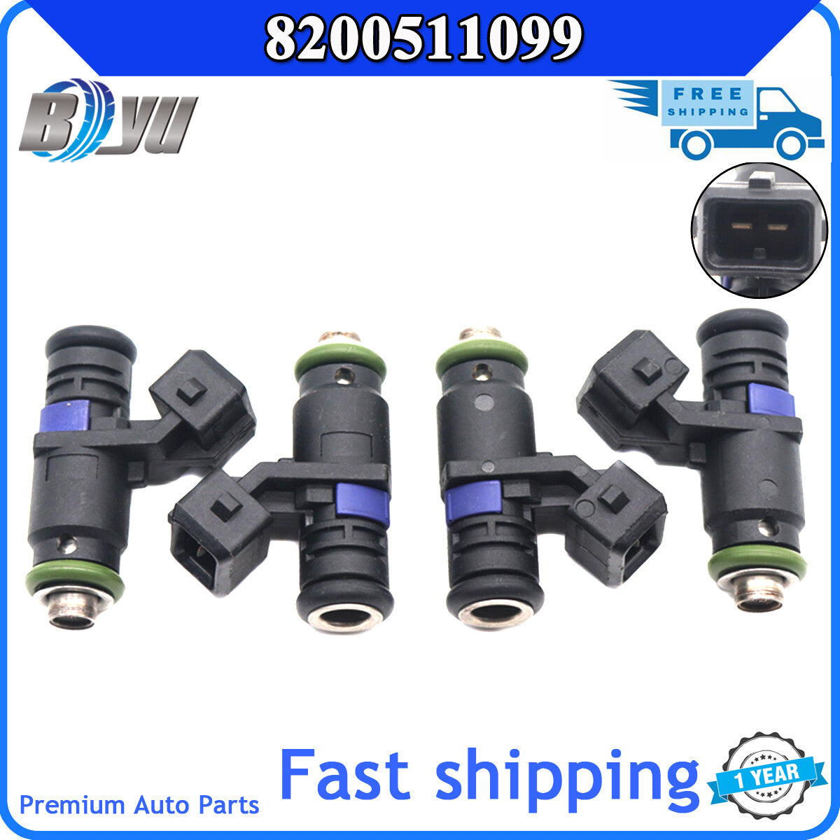 Fuel Injector Kit 4-Piece Set 8200511099 for Renault Megane Sport F4R 774 F4Rt 774
