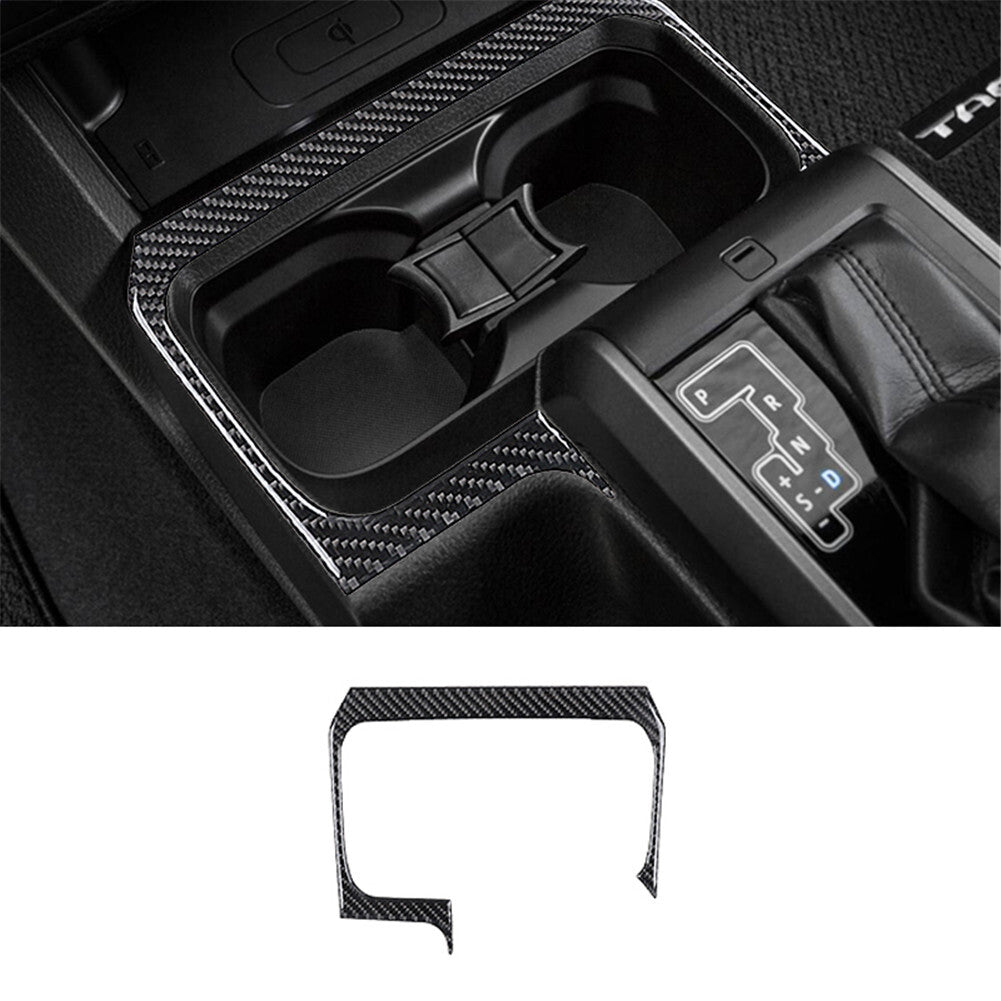 Carbon Fiber Interior Central Cup Holder Cover Trim for Toyota Tacoma 2016-2021