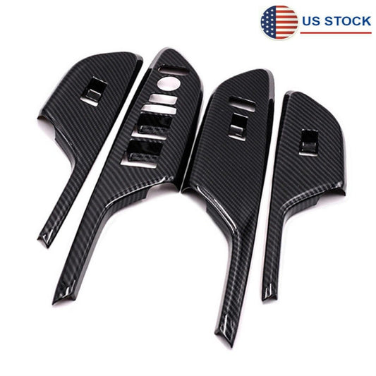 for Honda for Civic 16-20 Carbon Fiber Look Interior Door Window Switch Cover Trim