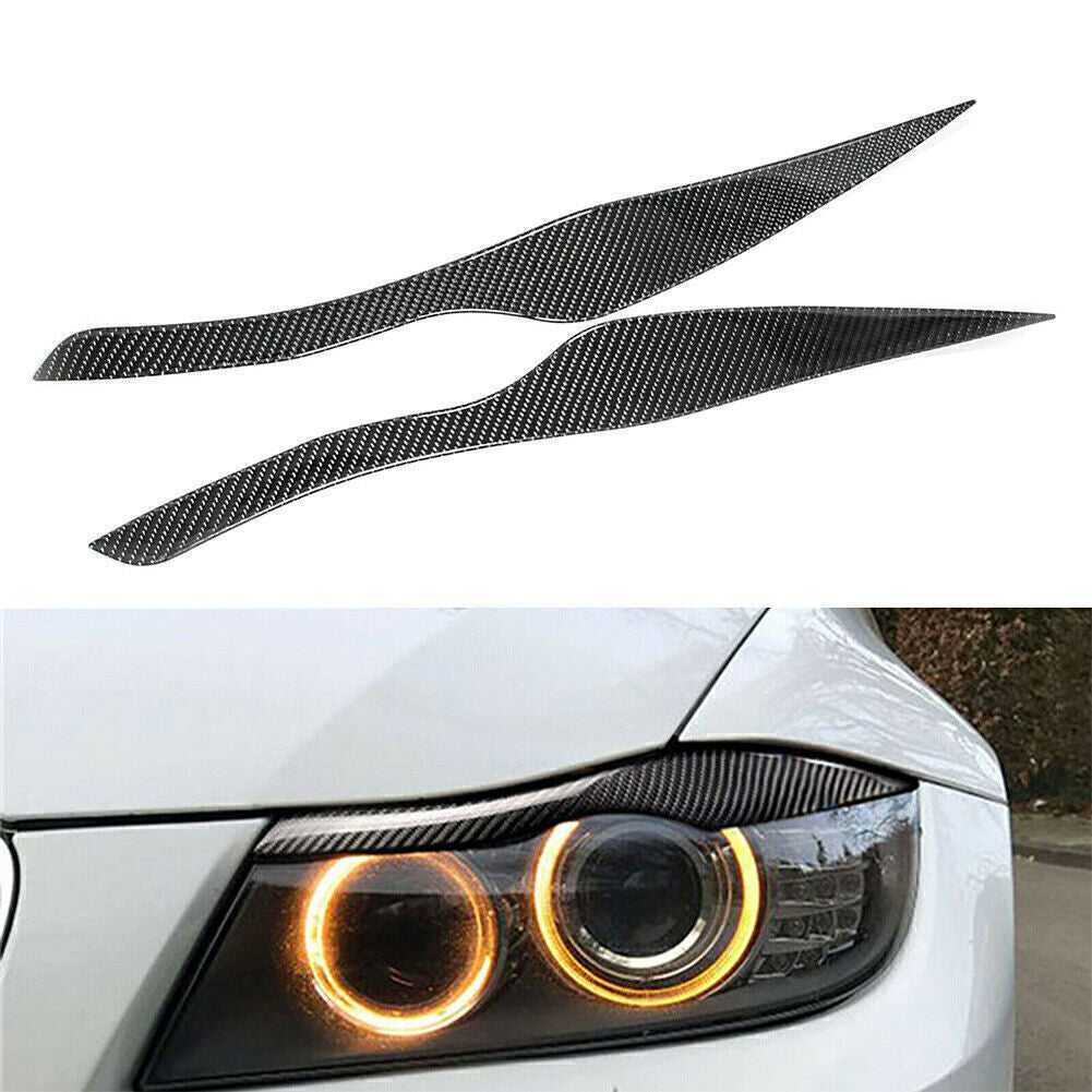 Headlight Eyebrow Eyelid Cover Trims Decal for 2004-2008 for BMW E90 E91 Sedan/Wagon