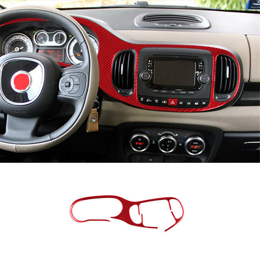 Red Carbon Fiber Interior Speedometer Air Vent Cover Trim for Fiat 500L 2014-17