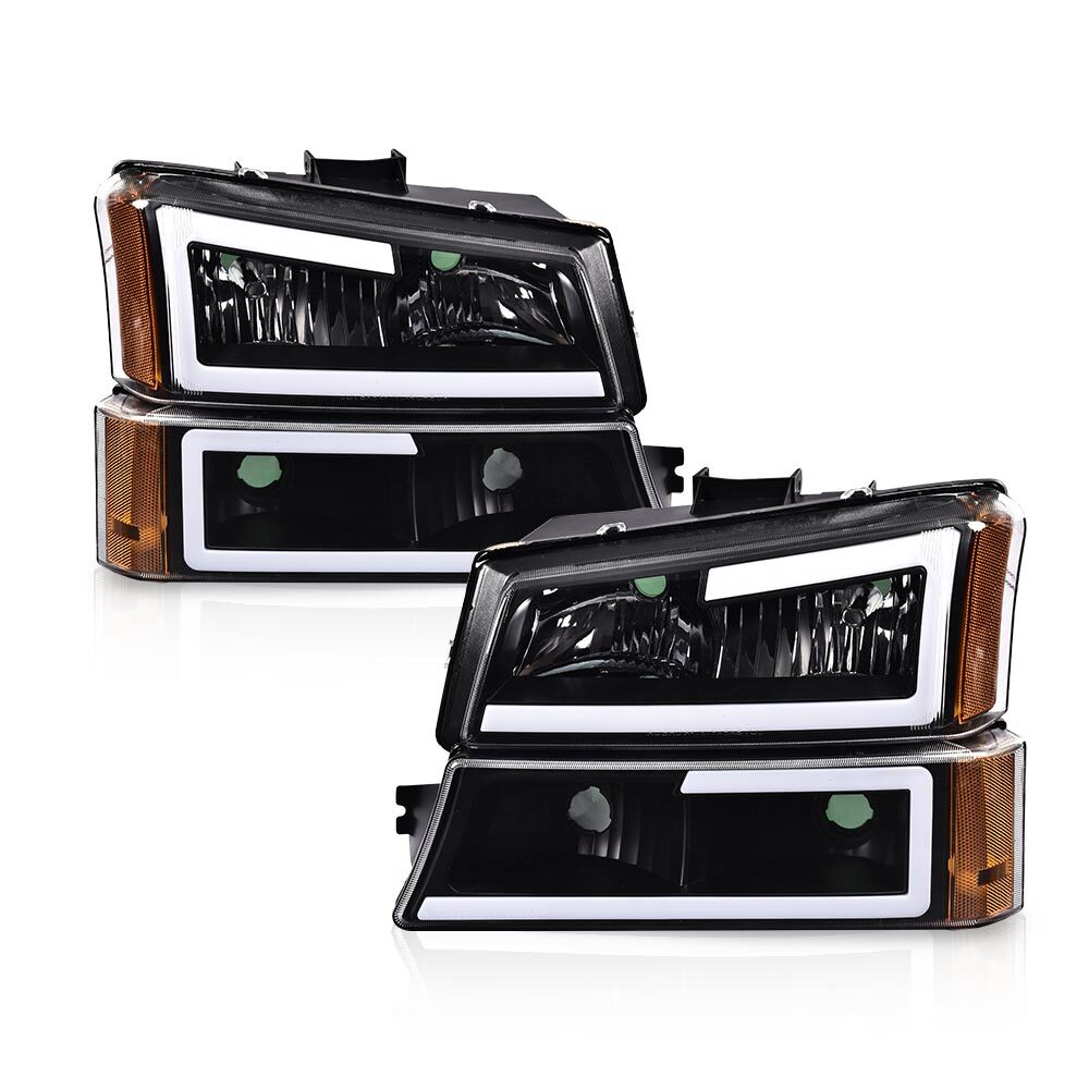 Fit For 2003-07 for Silverado AVALANCHE LED DRL Clear Amber Crash Proof Headlight- v