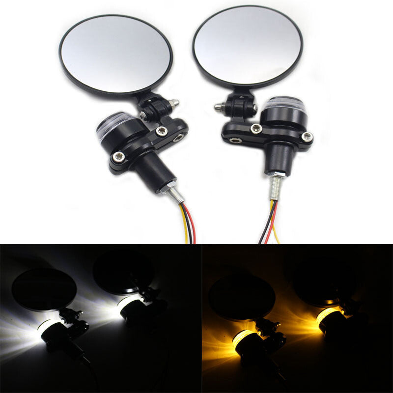 7/8 handlebars, motorcycle scooter, folding LED light strip, rearview mirror - n