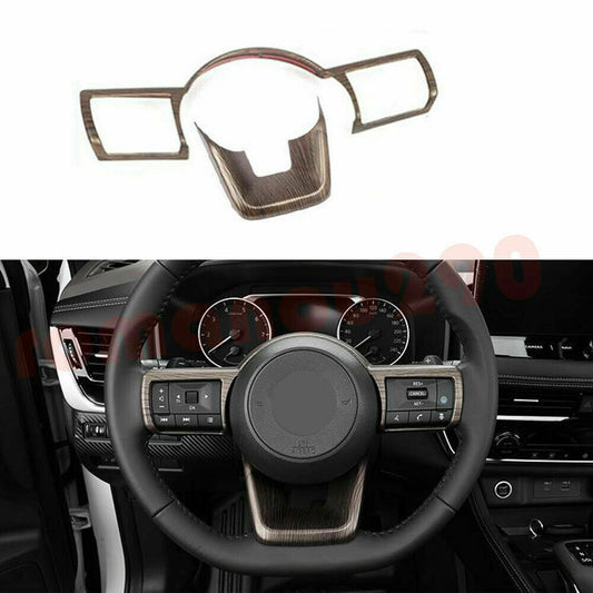 2P for Nissan Rogue 2021-2023 Wood Grain ABS Steering Wheel Molding Cover Trim