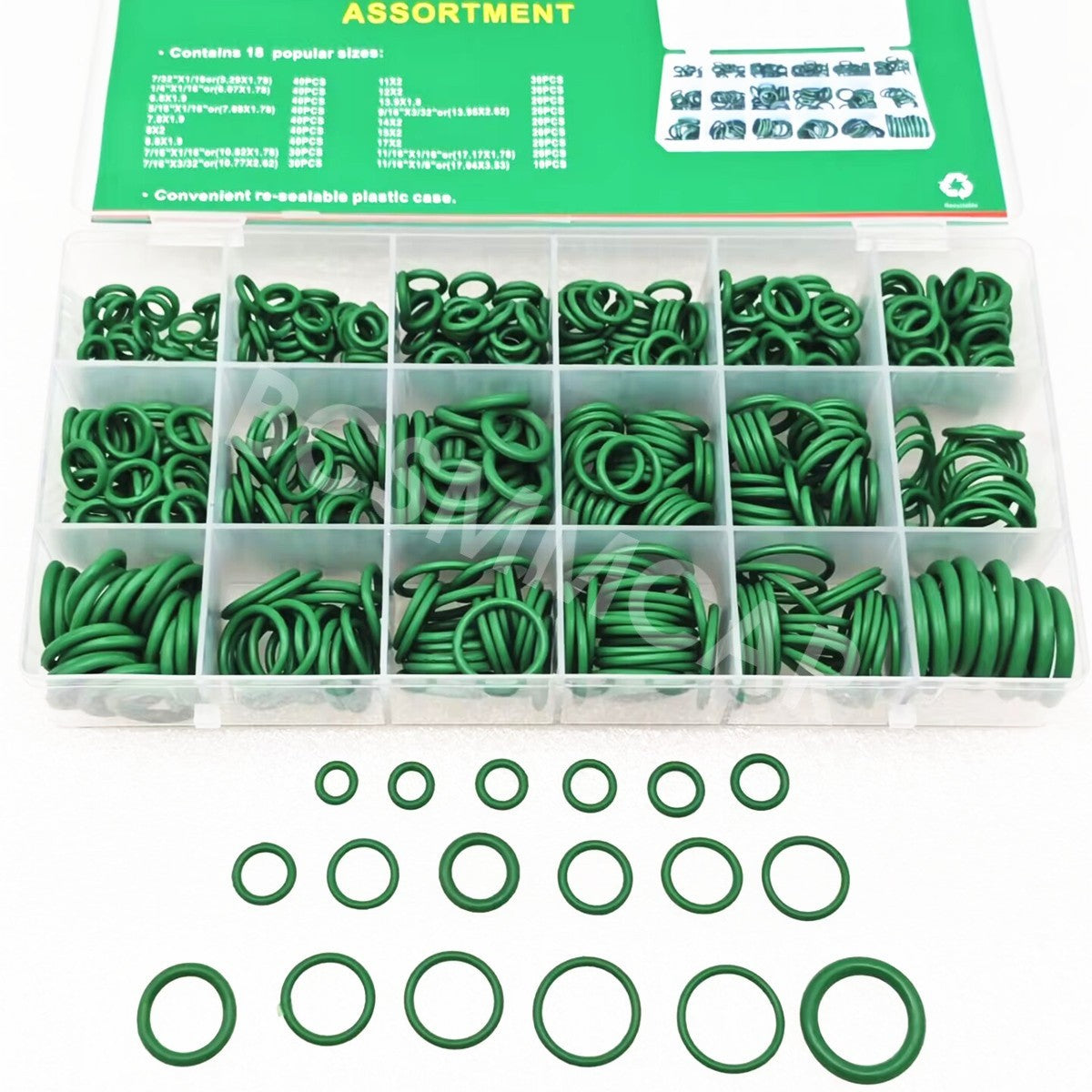 530Pcs Rubber O-ring Seals Gasket Washer Kit For Car A/C System Repair Pipe Seal