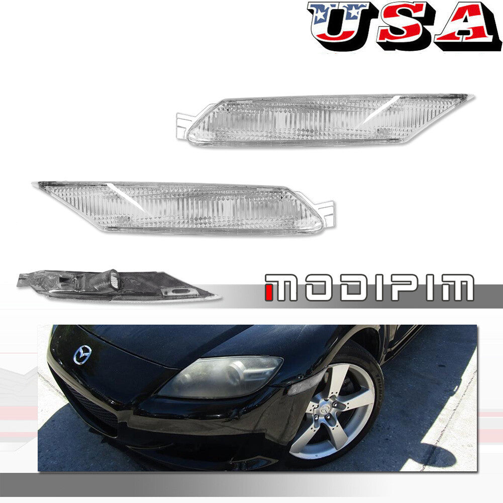 Suitable for 04-08 for Mazda RX-8 RX8 OE style transparent chrome front marker light housing- v