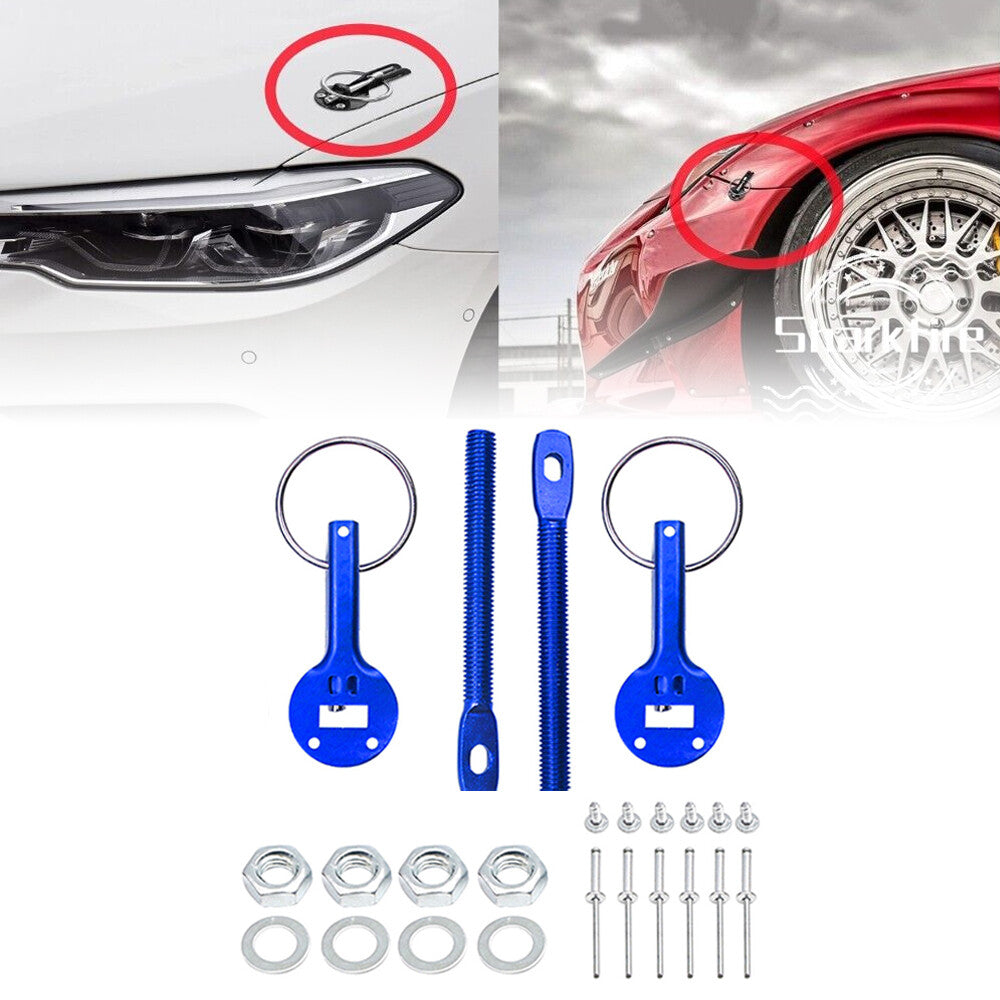 Car Aluminum Alloy Mount Bonnet Hood Pin Lock Latch Kit fit for Racing Car Truck
