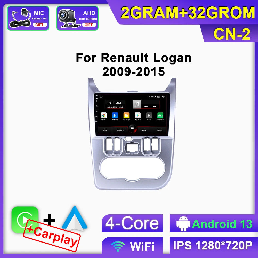 Android Car Radio for Renault Logan 1 Sandero 2009-2015 CarPlay Auto GPS Player