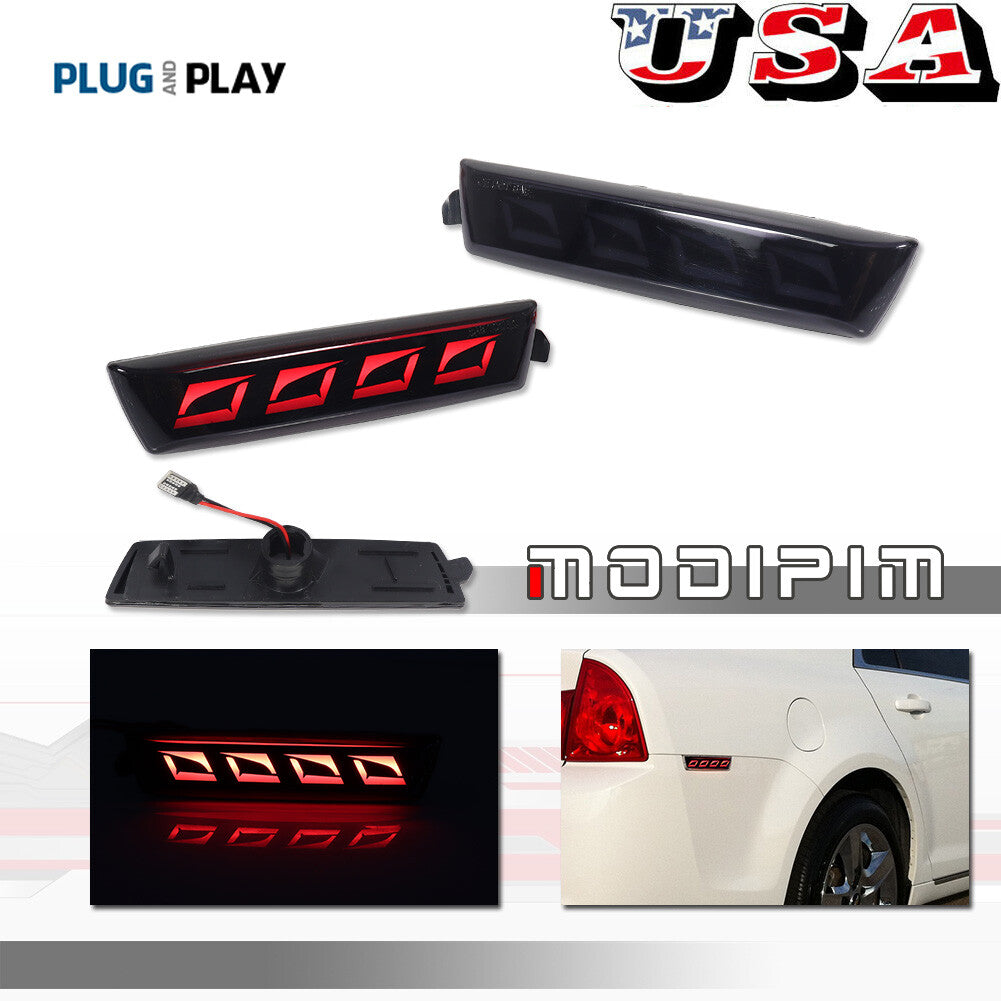 for Malibu 2008 - 12 Replacement Smoke Lens LED Rear Side Marker Lights - v