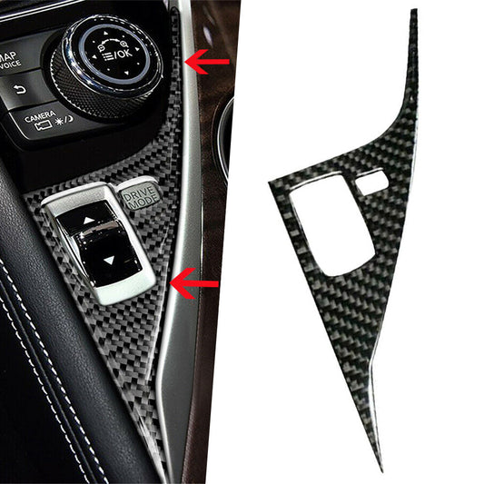 Carbon fiber internal gear shift drive panel cover for Infiniti Q50 and Q60 2014 - 19