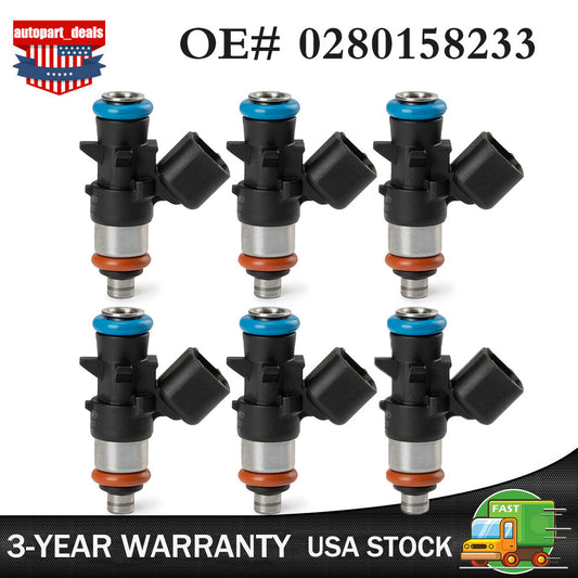 6X Fuel Injectors 0280158233 fit for 2014-2017 for Ram Promaster 1500 2500 3500 3.6L