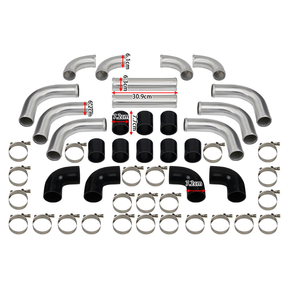 12pcs 2.5 2.5inch DIY Intercooler Tube Piping PipeSilicone Coupler Clamp Kit