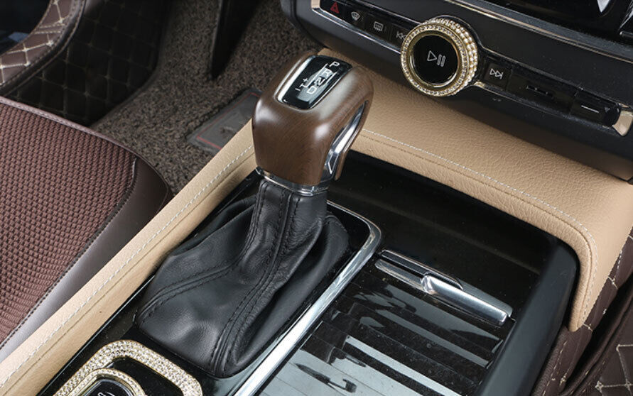 for Volvo S60 2019-23 Brown Wood Grain Central Console Gear Shift Knob Trim 1x