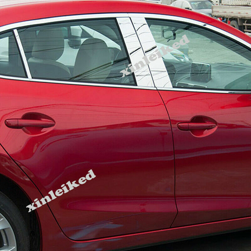 14x for Mazda 3 Axela Sedan 2014-2018 Chrome Steel Window Post Sill Cover Trim