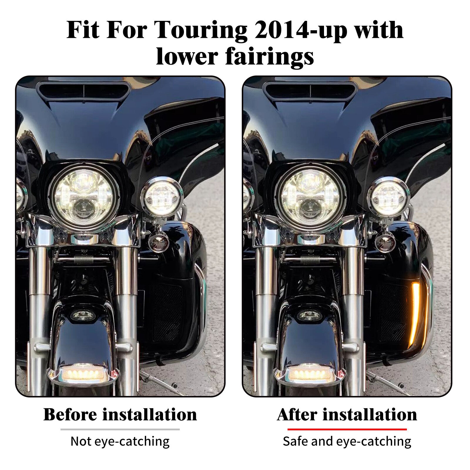 Lower Fairing LED w/ Smoke Lens Turn Signal Light Fits for Harley Touring 14-23 Q