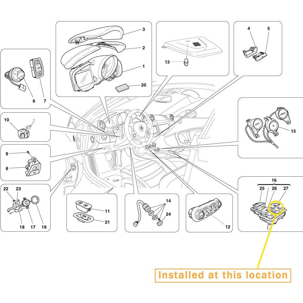 for Ferrari California Window Lift Switch Right Side Kit Equipment Manufacturer: 86257200