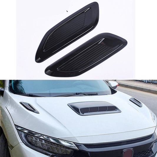 2Pcs Car Hood Scoop Air Flow Intake Decor Hood Vent Cover Bonnet Decorative Trim
