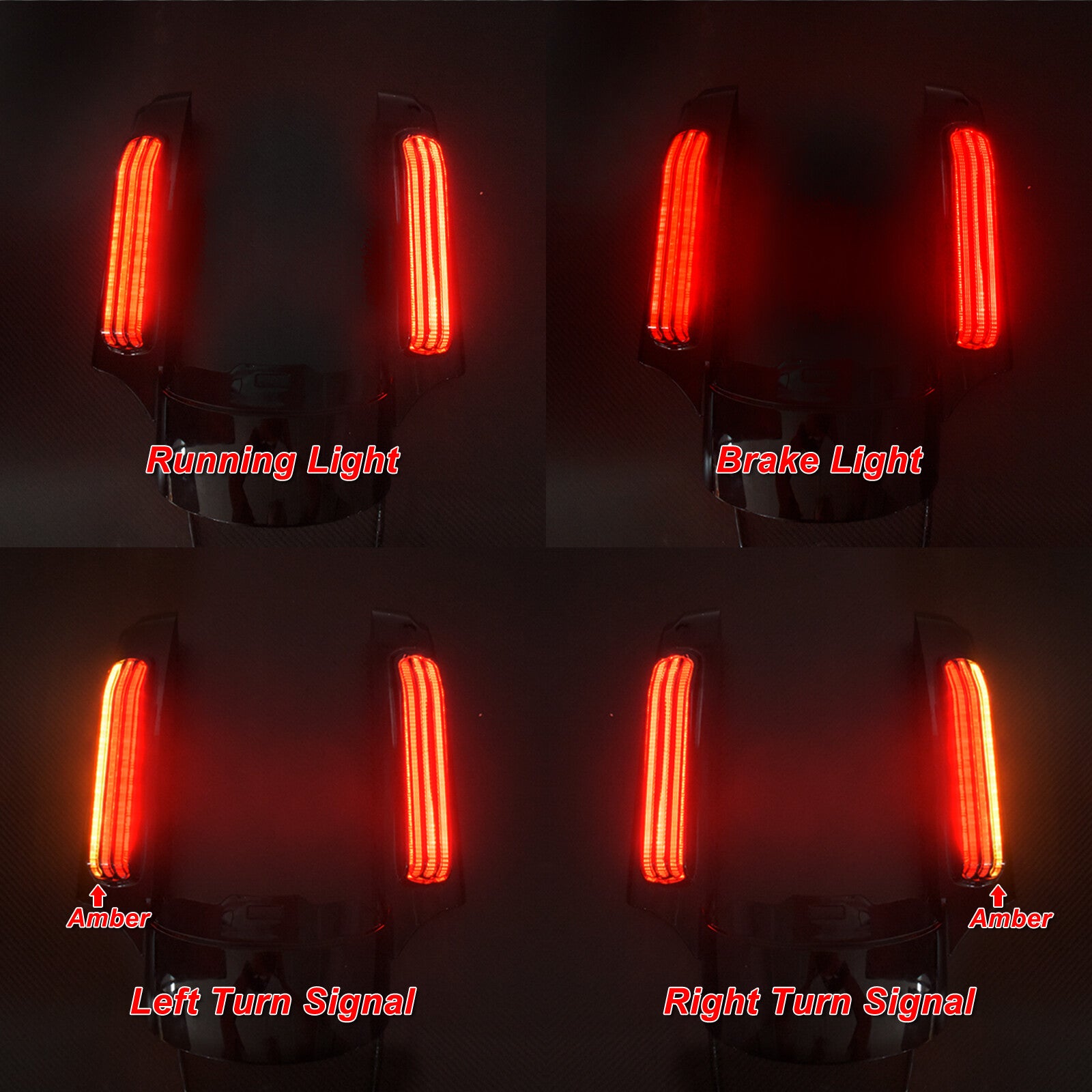 Motorcycle LED Rear Fender System Red Lens Fit For Touring Electra Glide 2014-21