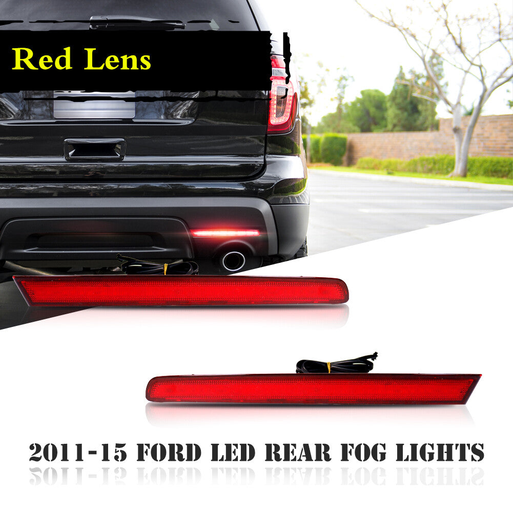 Euro Style Sides LED Bumper Reflector Rear Fog Light for 11 - 2015 for Explorer - v