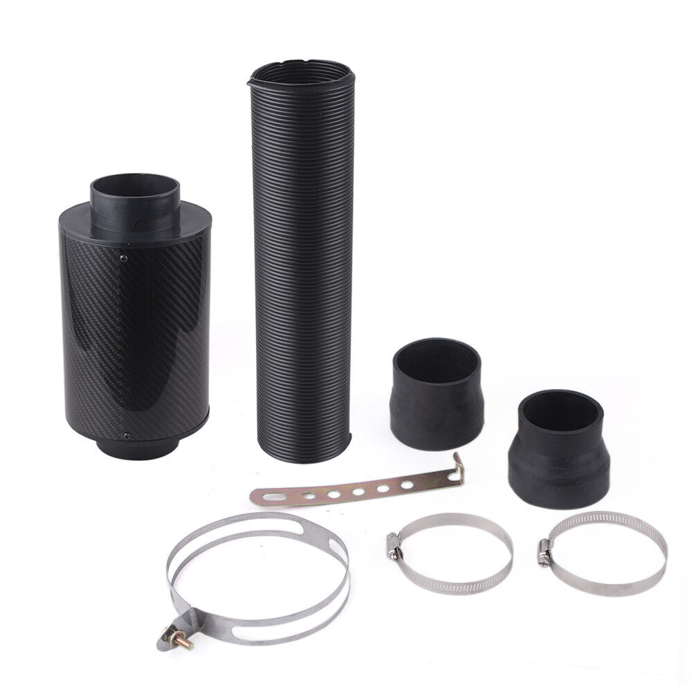 Universal Cold Feed Induction Kit  Carbon Fiber Air Intake Filter Box No Fan Q