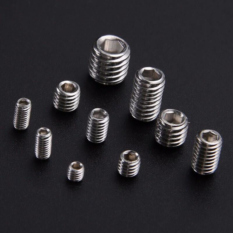 Stainless steel socket hexagonal head set with Grub screws, M4-M6 grade, box included. n