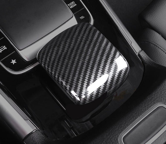 Carbon fiber style gear shift cover trim suits the for Mercedes-Benz CLA W118 (2019-22) Q