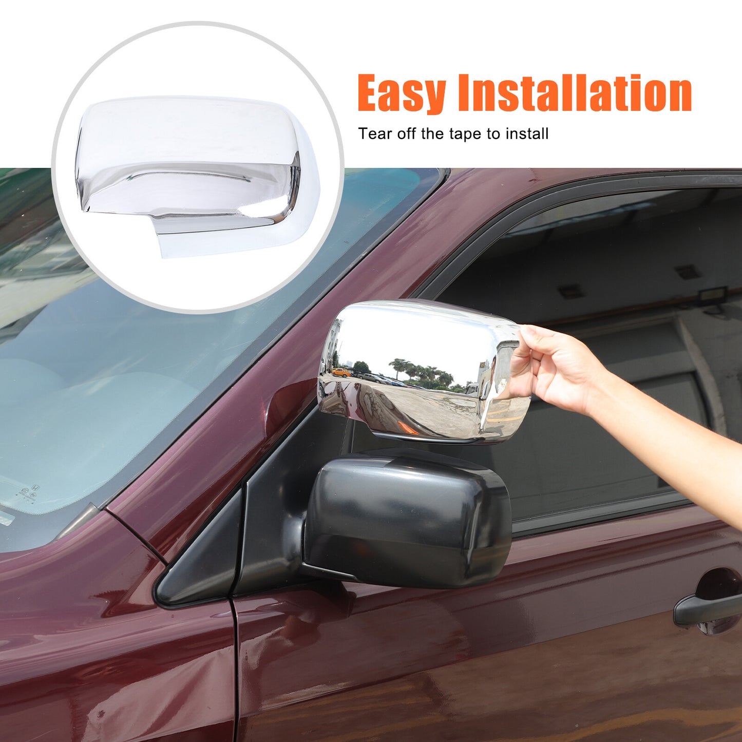 Chrome mirror finish side and rearview mirror cap protector for Honda Pilot 2003-2008 (2 pieces) n