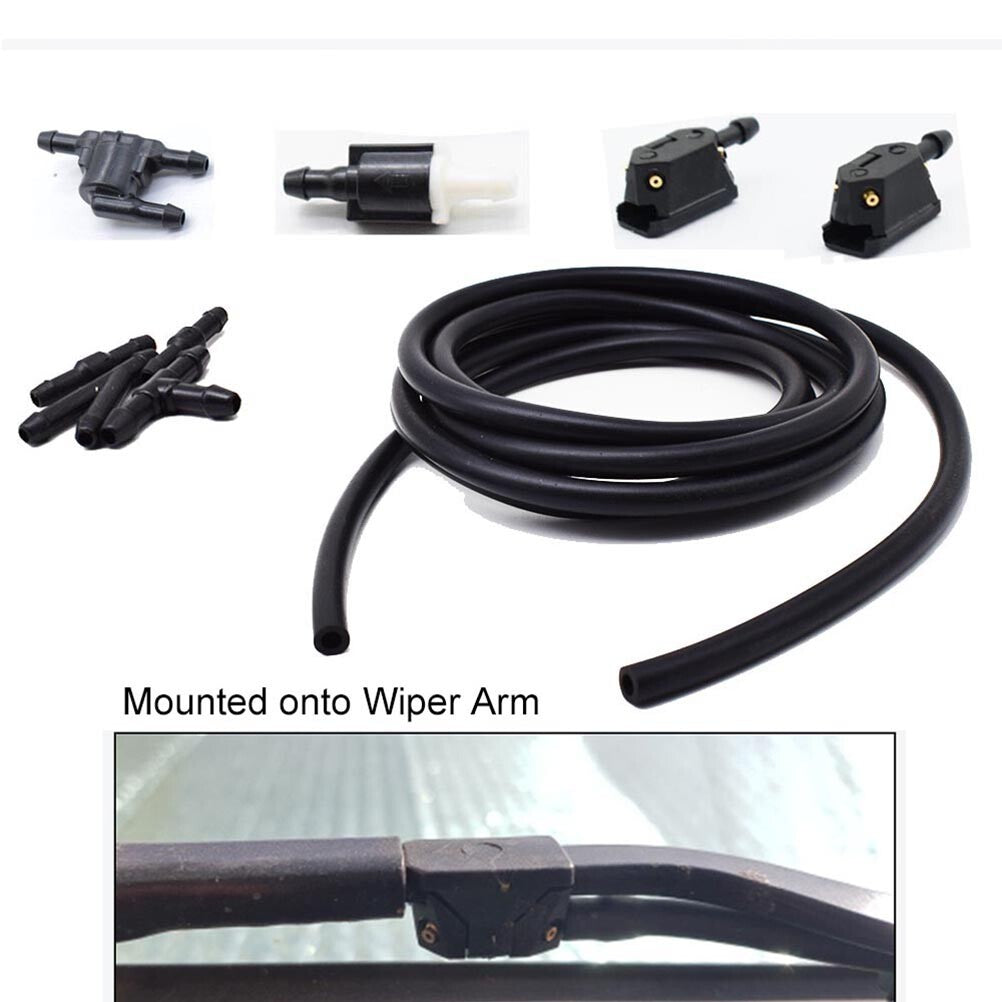 X5 Universal Front Wiper Arm Washer Nozzle Tube Pipe Check Valve 4 Way Jets Hose Q