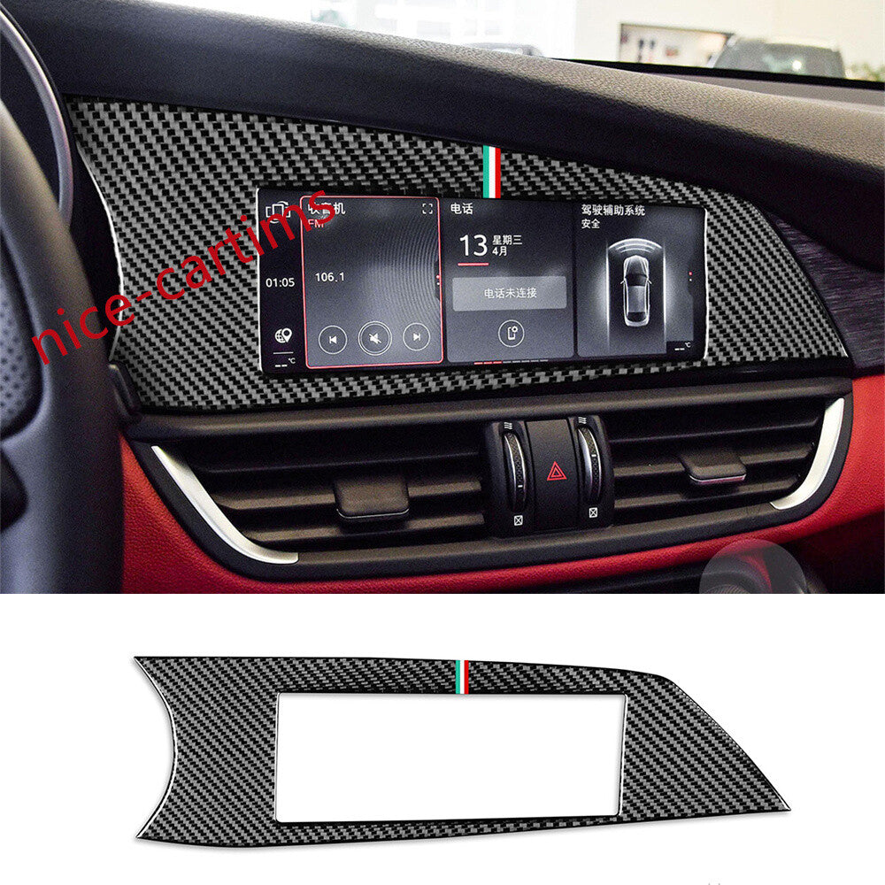 Carbon Fiber Multimedia Display Screen Panel Cover for Alfa Romeo Giulia 2017-21