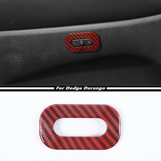 for Dodge Durango 11-24 Red Carbon Fiber Car for Seat Memory Button Cover Trim Accessory