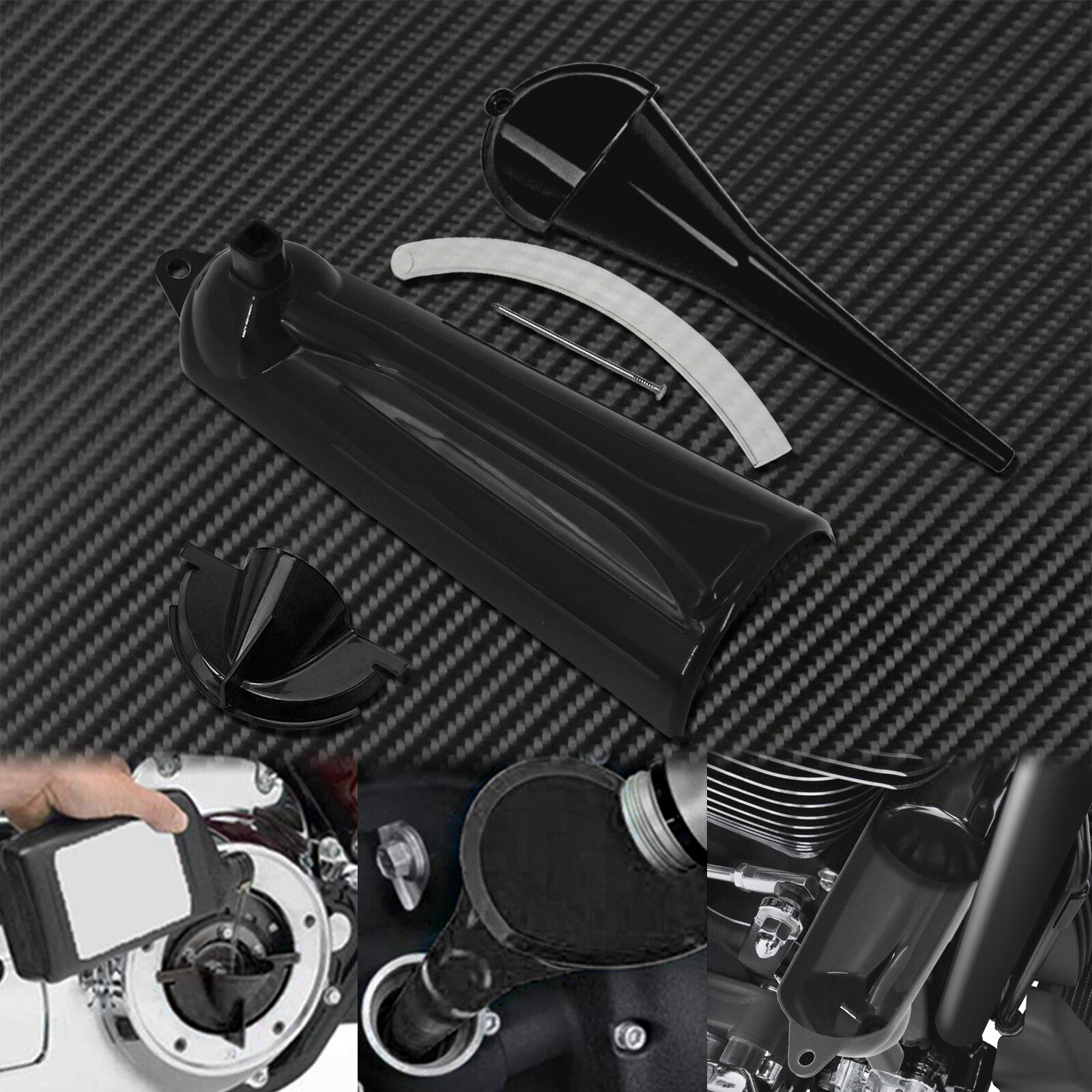 Primary Case + 9'' Car Neck Transmission Crankcase Fill Oil Funnel Set Black Q
