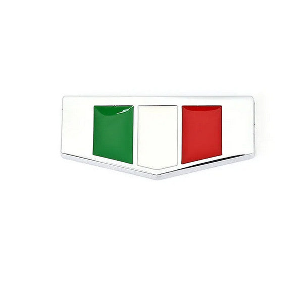 Car side fender rear badge sticker silver metallic 3D Italian flag