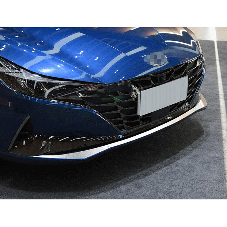 for Hyundai for Elantra 2021-2023 Stainless Front bumper Cover Molding Guard Trim 3x
