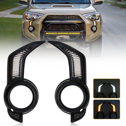 LED DRL For Toyot@a 4Runner 2018 - 2021 Daytime Running Light Fog Lamp w/ Turn n