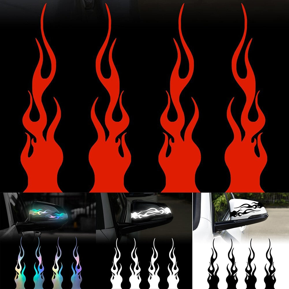 4Pcs/set 5.9'' Flame Reflective Sticker For Car Racing Laptop Skateboard Decal v