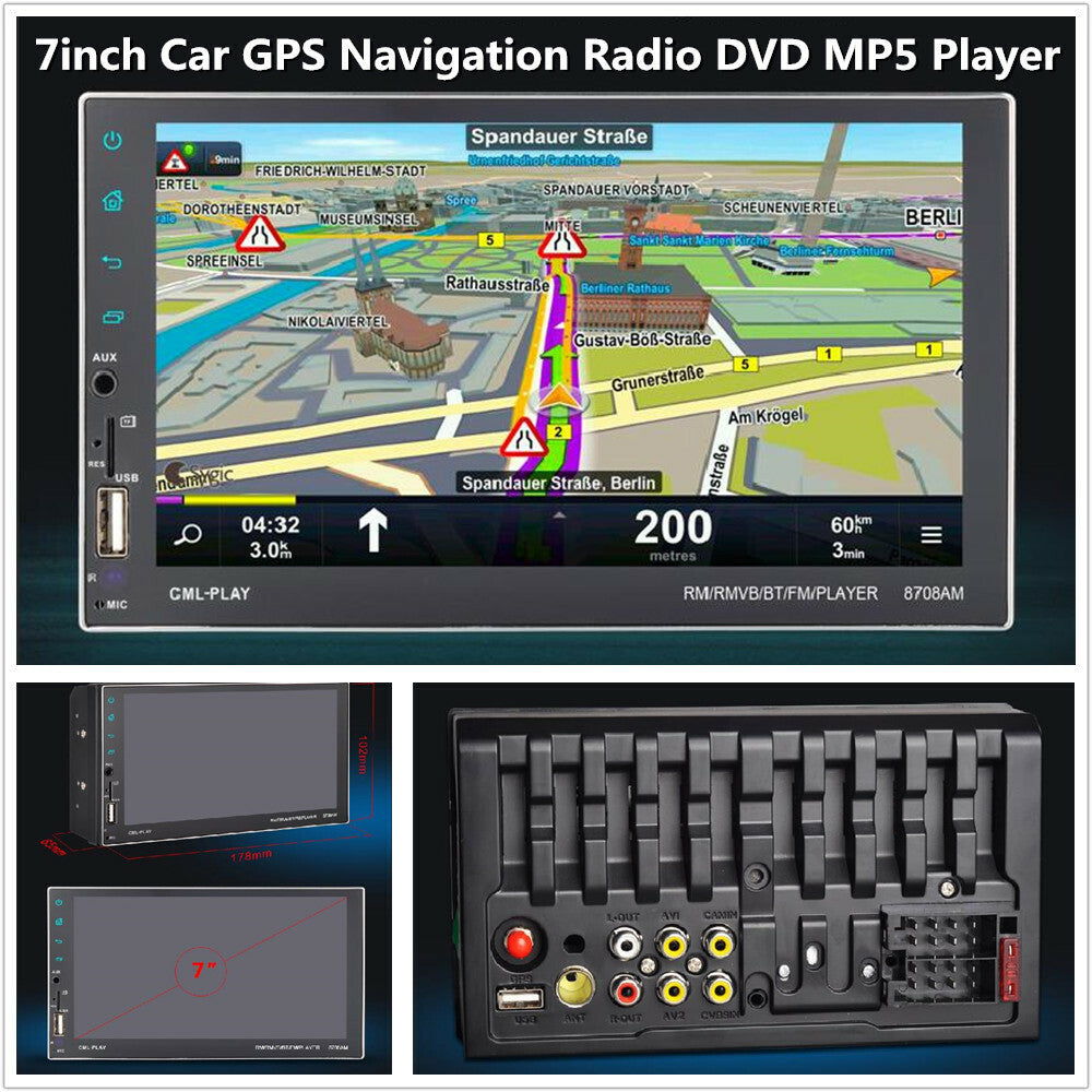 7-inch Car GPS Navigation Radio MP5 Player Rearview 2 DIN Stereo Touchscreen n