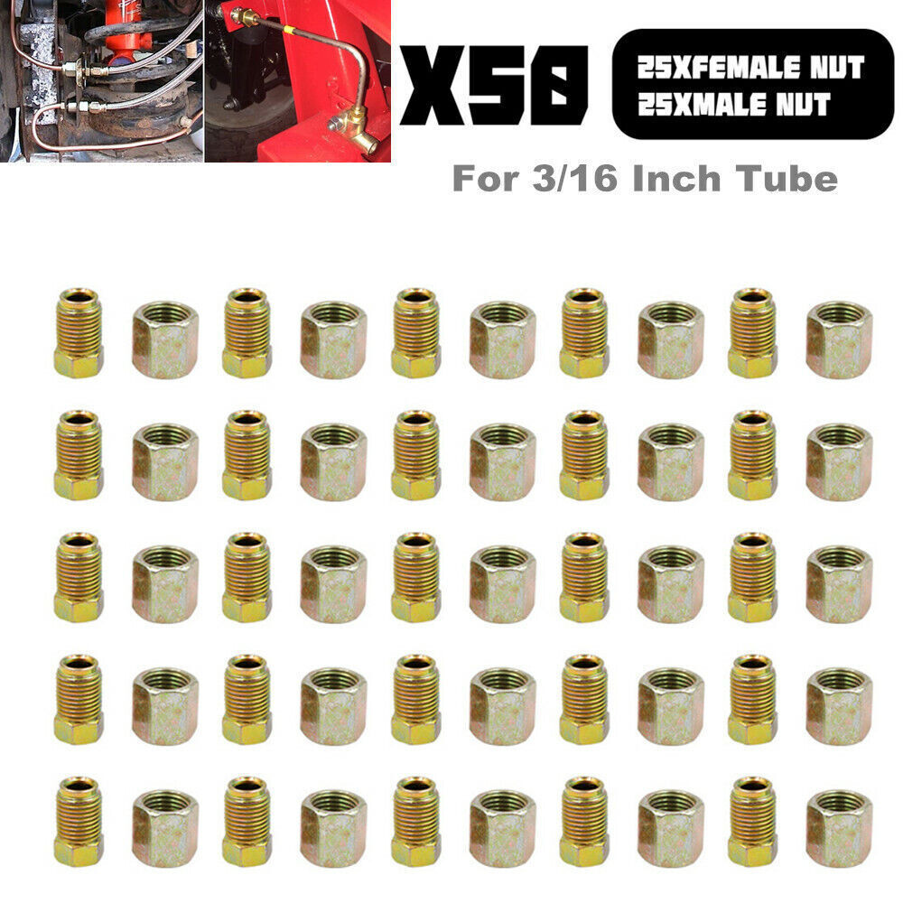 50-piece brake cable accessory pack for 3/16 inch pipe thread nuts (female and male) n