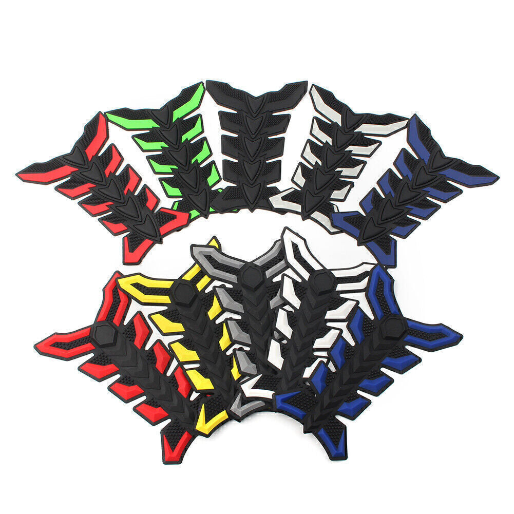 Universal Motorcycle Gas Fuel Oil Tank Pad Fish Bone 3D Decal Sticker Protector Q