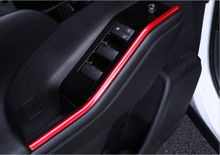 Red Chrome Inner Window Switch Panel Cover Trim For Highlander 2020-2023 v