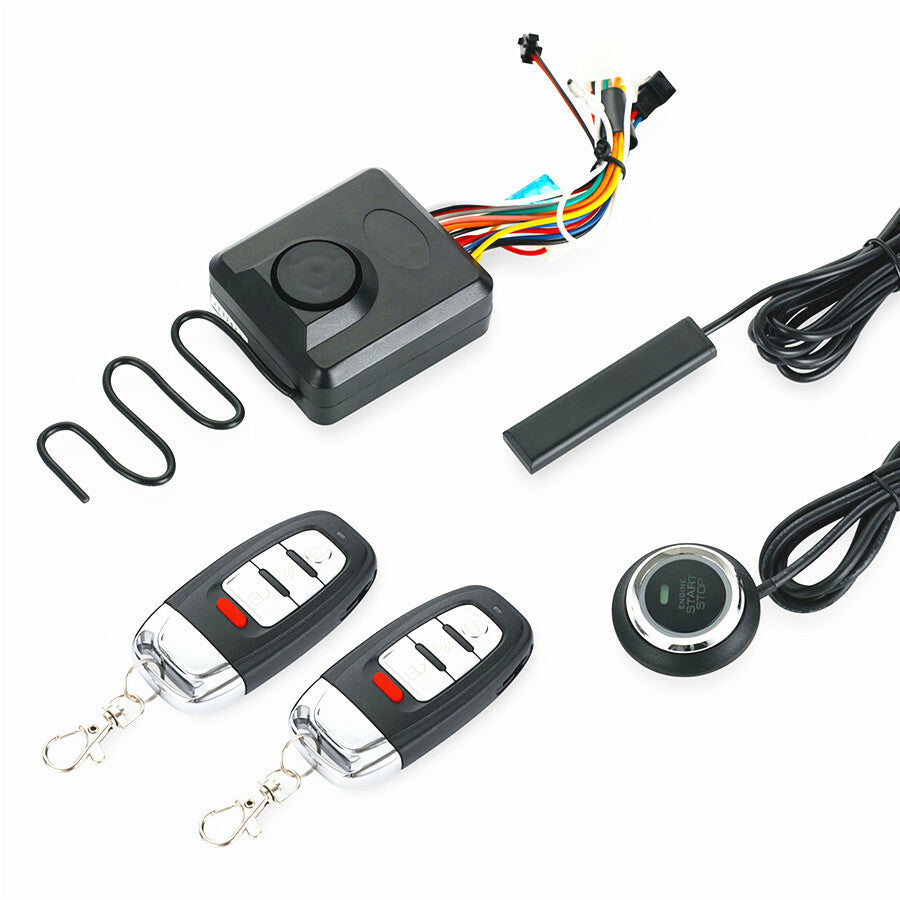 Motorcycle Scooter Security Alarm System Anti-theft Remote Control Start Button