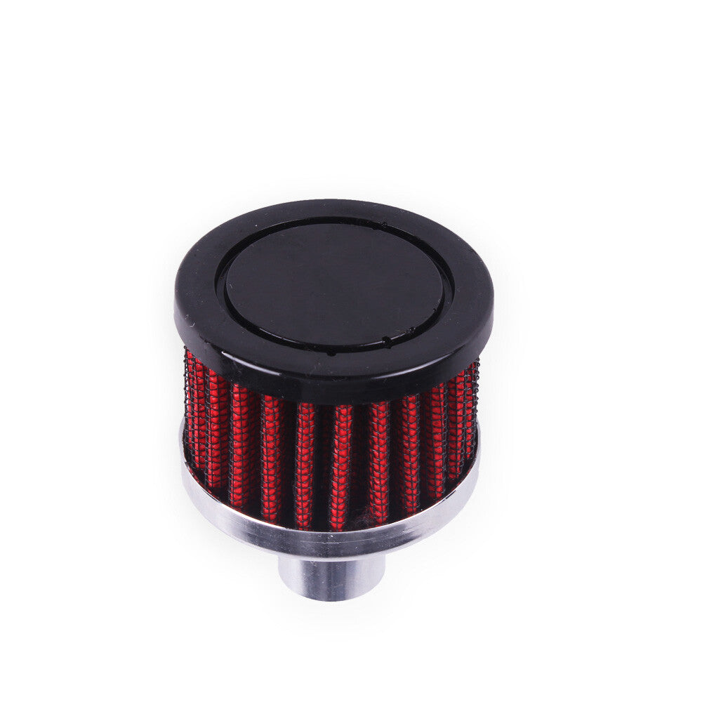 Filter Crankcase Breather Clamp On Round Chrome 3/4 in inlet Red Q