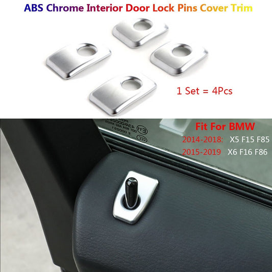 4Pcs Stainless for BMW X5 X6 F15 F16 Car Inner Door Safety Lock Pins Cover Trim