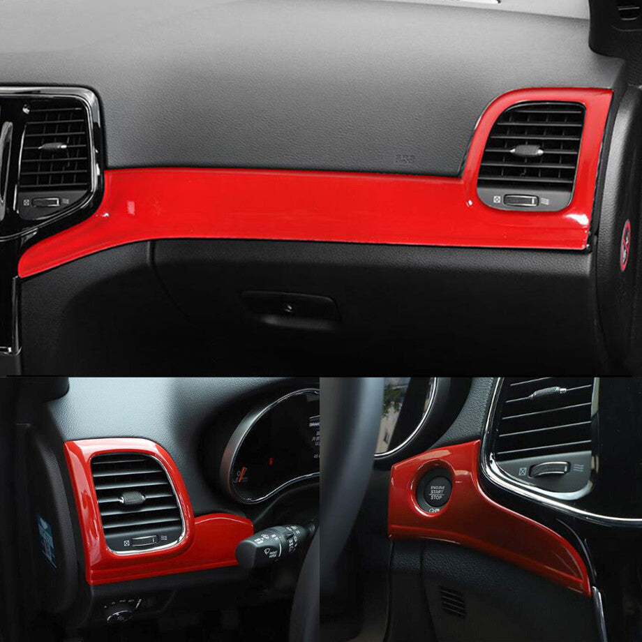 ABS Red Interior Dashboard Vent Cover Trim for 2011-2020 for Jeep Grand Cherokee
